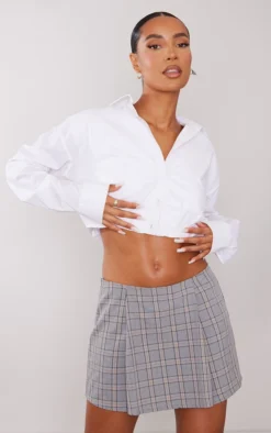 Light Grey Checked Print Pleat Front Tailored Mini Skirt -Moden Vibe Sales Store 9a81bea230e56309d5b25ad63c9ab94d556fe7e7 cnd9983 4