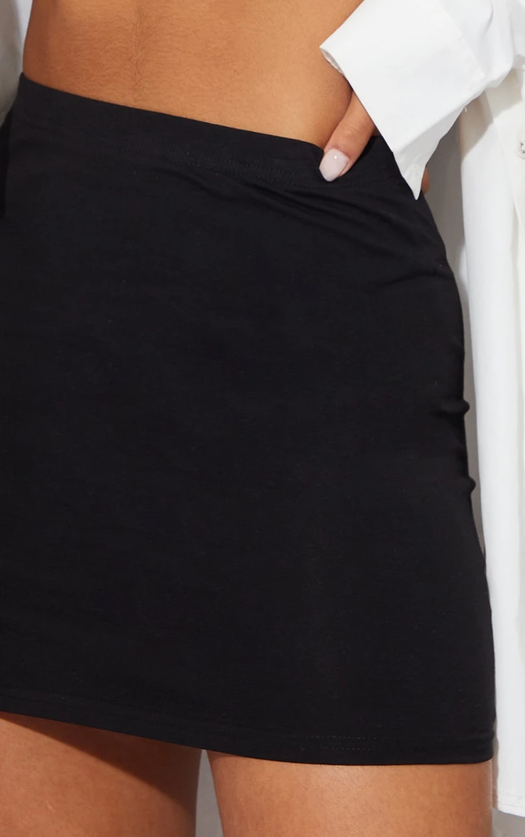 Black Basic Cotton Blend Jersey Mini Skirt 5 Black Basic Cotton Blend Jersey Mini Skirt - Image 5