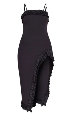 Black Ruffle Trim Split Midi Dress -Moden Vibe Sales Store a77d6fe168d91930bdc9497d672a78db4ac1cc67 cnd7534 5