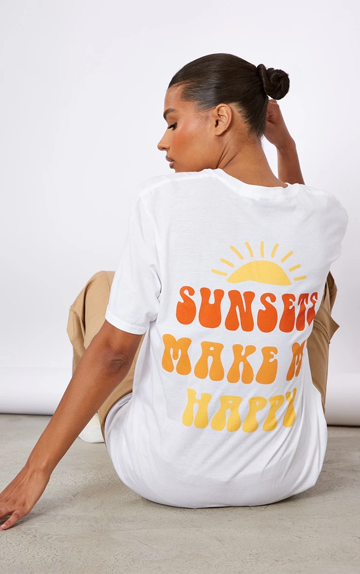 White Sunset Printed T Shirt 4 White Sunset Printed T Shirt - Image 4