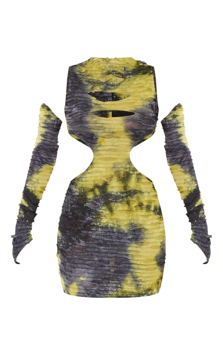 Multi Distressed Cut Out Sleeve Detail Bodycon Dress 5 Multi Distressed Cut Out Sleeve Detail Bodycon Dress - Image 5