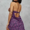 Purple Ditsy Floral Underwired Drape Back Shift Dress