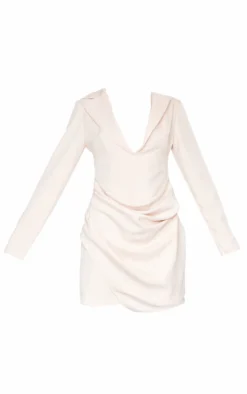 Stone Linen Look Drape Detail Blazer Dress -Moden Vibe Sales Store af4552c7f59a0fb5a958539fc153c28fb847160b cne1538 5