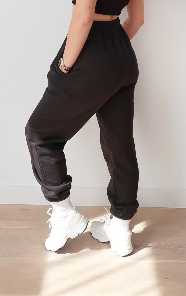 PRETTYLITTLETHING Black Embroidered Cuffed High Waist Joggers 3 PRETTYLITTLETHING Black Embroidered Cuffed High Waist Joggers - Image 3