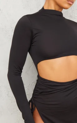 Black Slinky High Neck Cut Out Long Sleeve Bodycon Dress 8 Black Slinky High Neck Cut Out Long Sleeve Bodycon Dress -Moden Vibe Sales Store b4a9b5a0a87bcecc241d00e4b23c538920fe77f6 cna1127 4