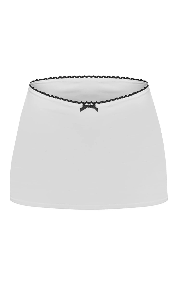 White Scalloped Trim Detail Cotton Low Rise Micro Mini Skirt 6 White Scalloped Trim Detail Cotton Low Rise Micro Mini Skirt - Image 6