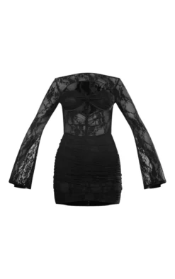 Black Sheer Lace Underwired Ruched Bodycon Dress -Moden Vibe Sales Store bec68b2bf39ebc0b824e7d6754b7e44c6227830c cnc7711 5