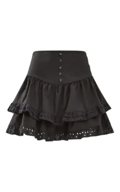 Black Broderie Frill Trim Tiered Floaty Mini Skirt -Moden Vibe Sales Store c07926b938288ef1295a0e896cc700ccbf60c005 cnd7055 6