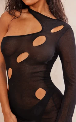 Black Sheer Knit Cut Out One Shoulder Maxi Dress -Moden Vibe Sales Store c32f591cf71b7296c09bb6c24687b0ea56fb9993 cnc3265 4
