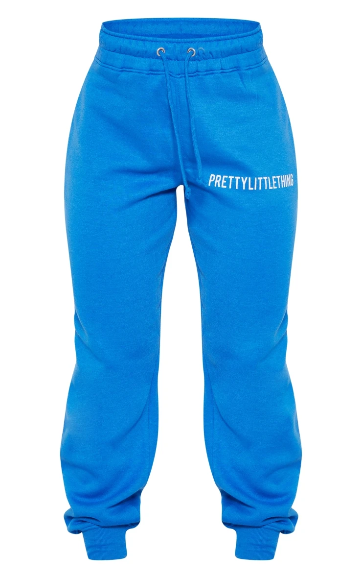 PRETTYLITTLETHING Logo Blue High Waisted Cuffed Joggers 5 PRETTYLITTLETHING Logo Blue High Waisted Cuffed Joggers - Image 5