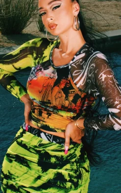 Multi Abstract Print Ruched Mesh Mini Skirt -Moden Vibe Sales Store c4ac3a48361d85a3ccac38d62985f94c8e14ca25 CMZ7451 4