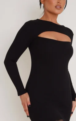 Black Rib Cut Out Detail Long Sleeve Bodycon Dress 8 Black Rib Cut Out Detail Long Sleeve Bodycon Dress -Moden Vibe Sales Store c84fd2a6023297301a554b305b3393bd5938bb54 cnc7081 4