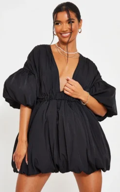 Black Puff Sleeve Puffball Hem Shift Dress -Moden Vibe Sales Store cab7feac35d0b2f143a89f118129bff2618bafb3 cms3816 1