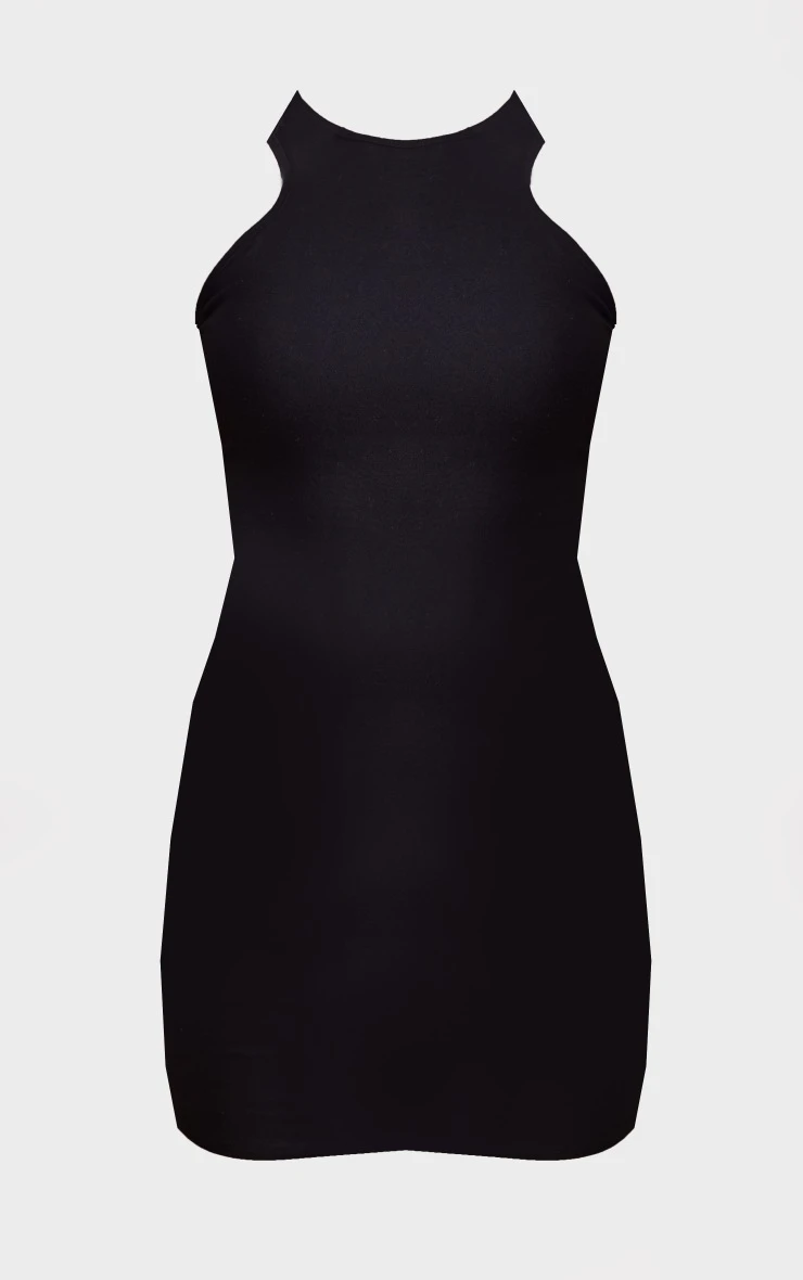 Black Cotton Racer Bodycon Dress 4 Black Cotton Racer Bodycon Dress - Image 4