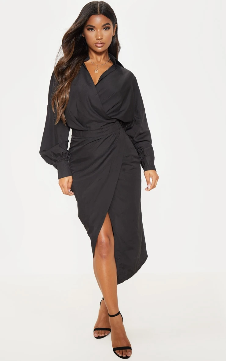 Black Midi Shirt Dress 1 Black Midi Shirt Dress