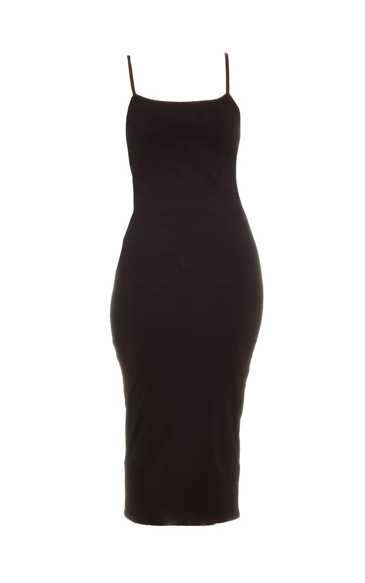 Black Faux Suede Spaghetti Strap Midaxi Dress 5 Black Faux Suede Spaghetti Strap Midaxi Dress - Image 5