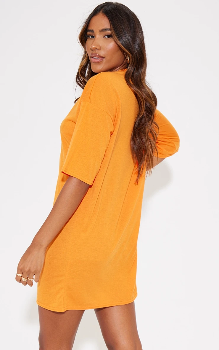 Bright Orange Split Oversized Boyfriend T Shirt Dress 2 Bright Orange Split Oversized Boyfriend T Shirt Dress - Image 2