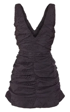 Black Broderie Plunge Ruched Frill Hem Bodycon Dress -Moden Vibe Sales Store da10c3545a9842868fa5a29cfaee4e803ac5531d cnd5482 5