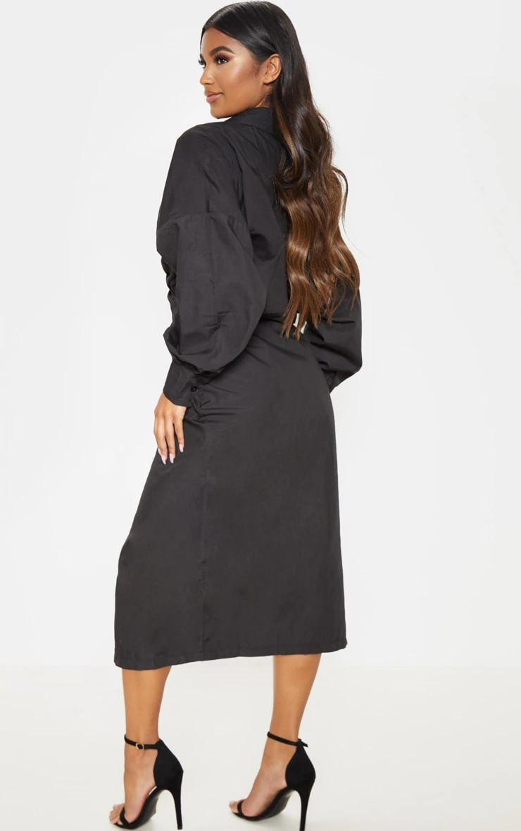 Black Midi Shirt Dress 2 Black Midi Shirt Dress - Image 2