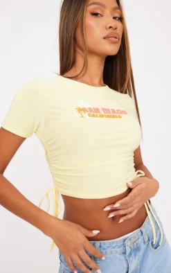 Lemon San Diego Ruched Side T Shirt -Moden Vibe Sales Store e16340b5b48173cc9ad7b3d5f18a501ba57a6cb0 cne9054 4