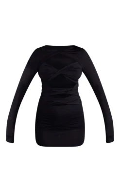 Black Slinky Twist Cut Out Long Sleeve Bodycon Dress -Moden Vibe Sales Store e22f4fb646874cd3502b1f0837db5f9761f34d24 cnb9199 5