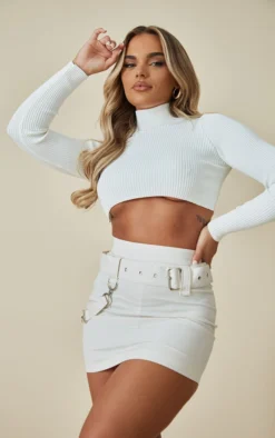 Off White Woven Utility Buckle Detail Mini Skirt -Moden Vibe Sales Store e298fb8100cf7e202c44038b672bcb6b0bf05917 cnd6615 4
