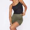 Khaki Jersey Cargo Pocket Detail Mini Skirt