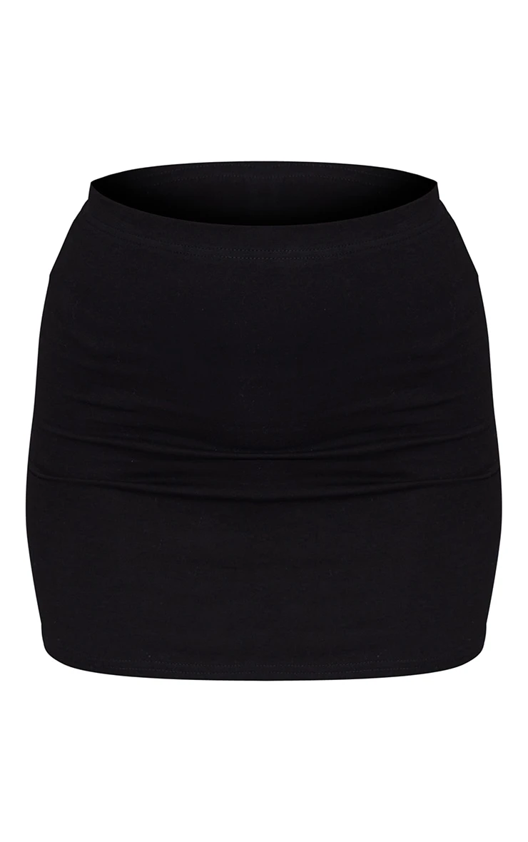 Black Basic Cotton Blend Jersey Mini Skirt 6 Black Basic Cotton Blend Jersey Mini Skirt - Image 6
