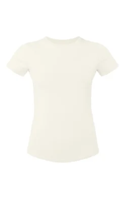 Cream Basic Cotton Blend Fitted Crew Neck T Shirt -Moden Vibe Sales Store e4148033a189945539d23a3c546395dca874cfb8 cmw9828 1 1