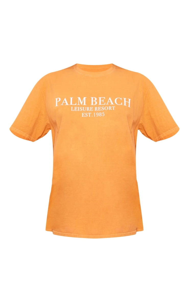 Orange Palm Beach Printed Washed T Shirt 5 Orange Palm Beach Printed Washed T Shirt - Image 5