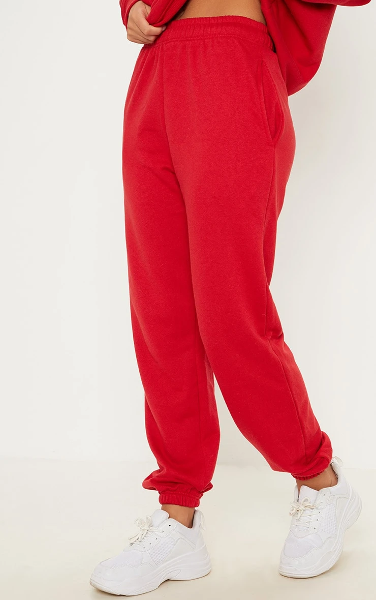Red Sweat Cuffed High Waist Joggers 2 Red Sweat Cuffed High Waist Joggers - Image 2