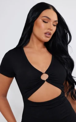 Black Short Sleeve Elasticated Bust Bodycon Dress -Moden Vibe Sales Store edc55a57cdec6ed25802d23e83e2017c67a2250d cnd4075 4