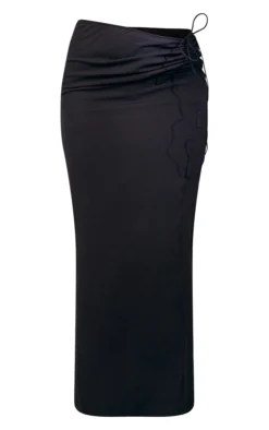 Black Woven Ruched Tie Front Maxi Skirt -Moden Vibe Sales Store f5a03b4011e4857ec91e87417d24d2520ff7f78d cmq1355 5