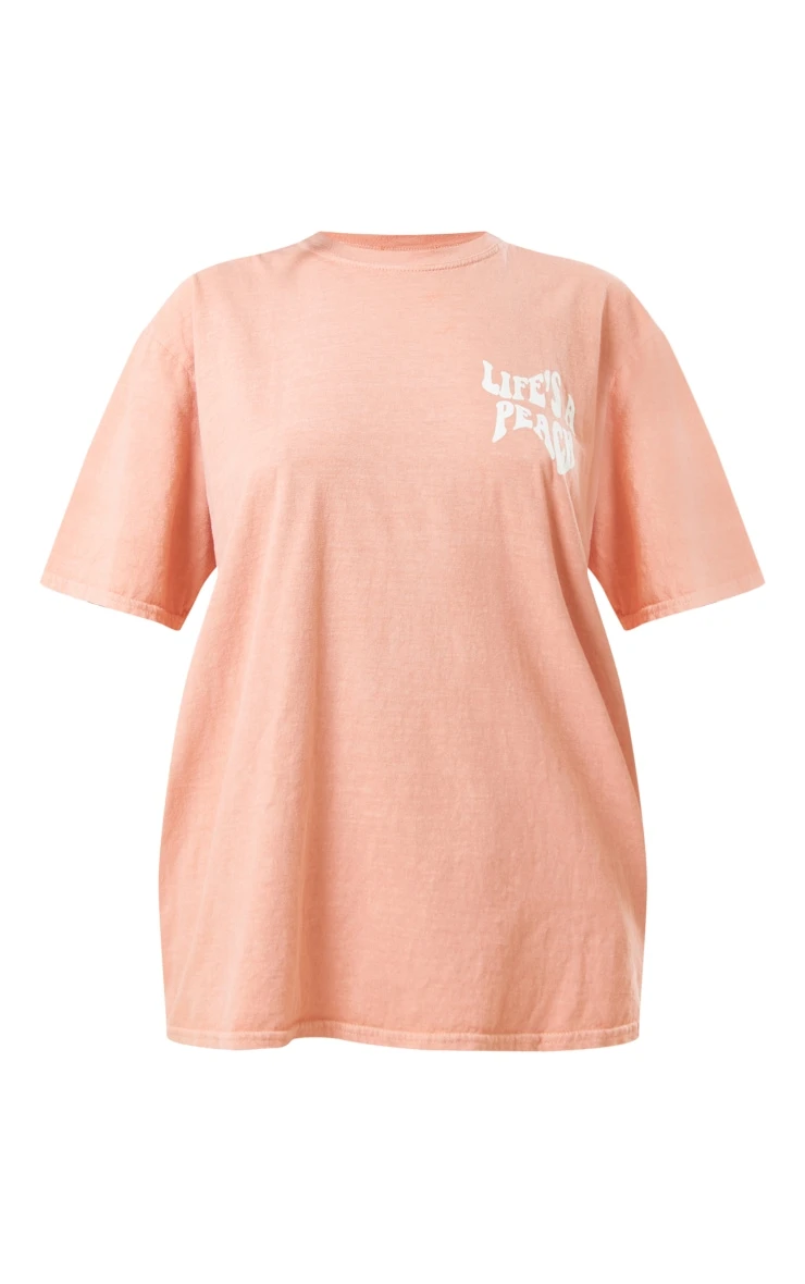 Coral Washed Lifes A Peach Printed T Shirt 5 Coral Washed Lifes A Peach Printed T Shirt - Image 5