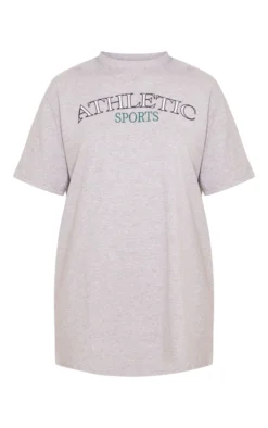 Grey Marl Athletic Sports Badge Slogan Short Sleeve T Shirt Dress -Moden Vibe Sales Store fb5823bd726a27d4c0dd7271e67490de9c156629 cnd4019 5