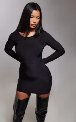 Black Slinky Backless Tie Detail Long Sleeve Bodycon Dress -Moden Vibe Sales Store fbd8b3683c0c76f32d2c6961a338220aba2bc8cf cnc7750 3